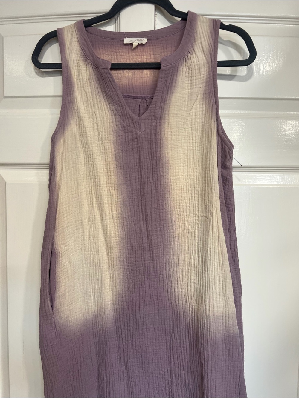 Mystery Lilac/Beige Sleeveless Dress w/Frayed Hem Size Medium NWOT